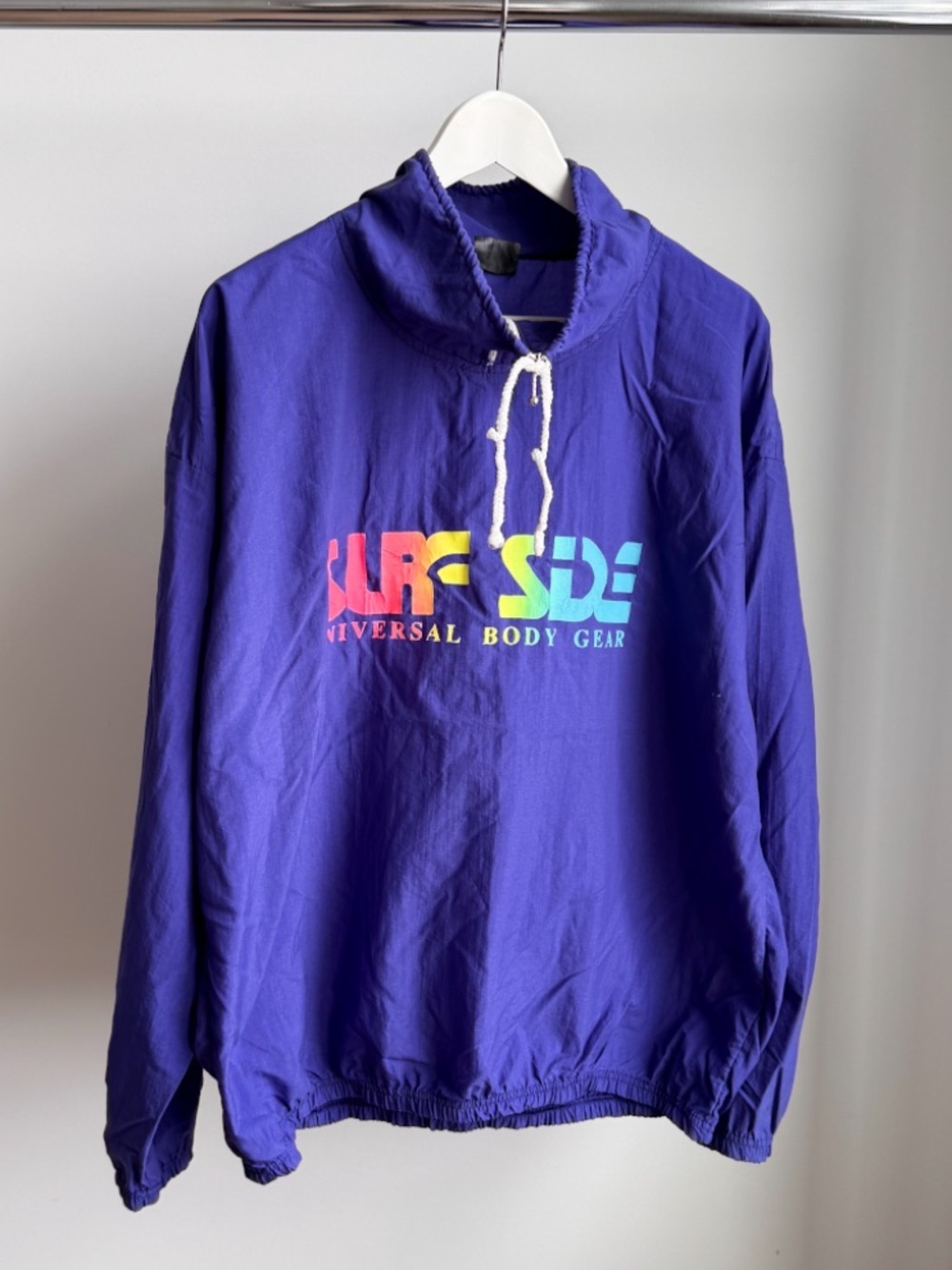 Vtg 90s Surf Side Neon Gradient Windbreaker Pullover Purple One Size